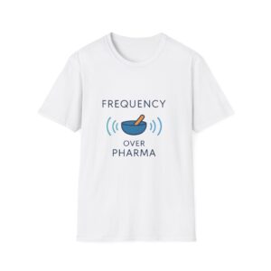 "Frequency Over Pharma" Tee – Tibetan Bow Design Unisex