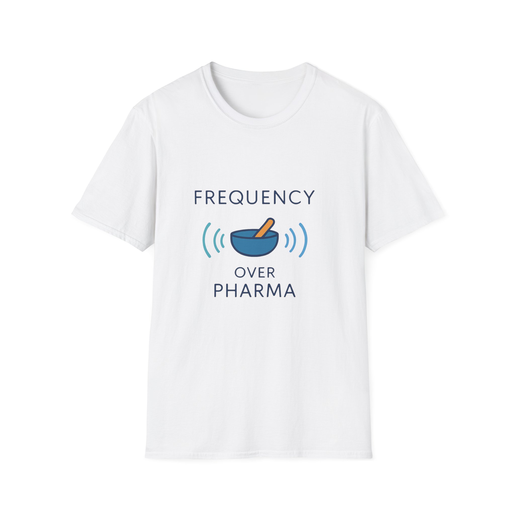 "Frequency Over Pharma" Tee – Tibetan Bow Design Unisex
