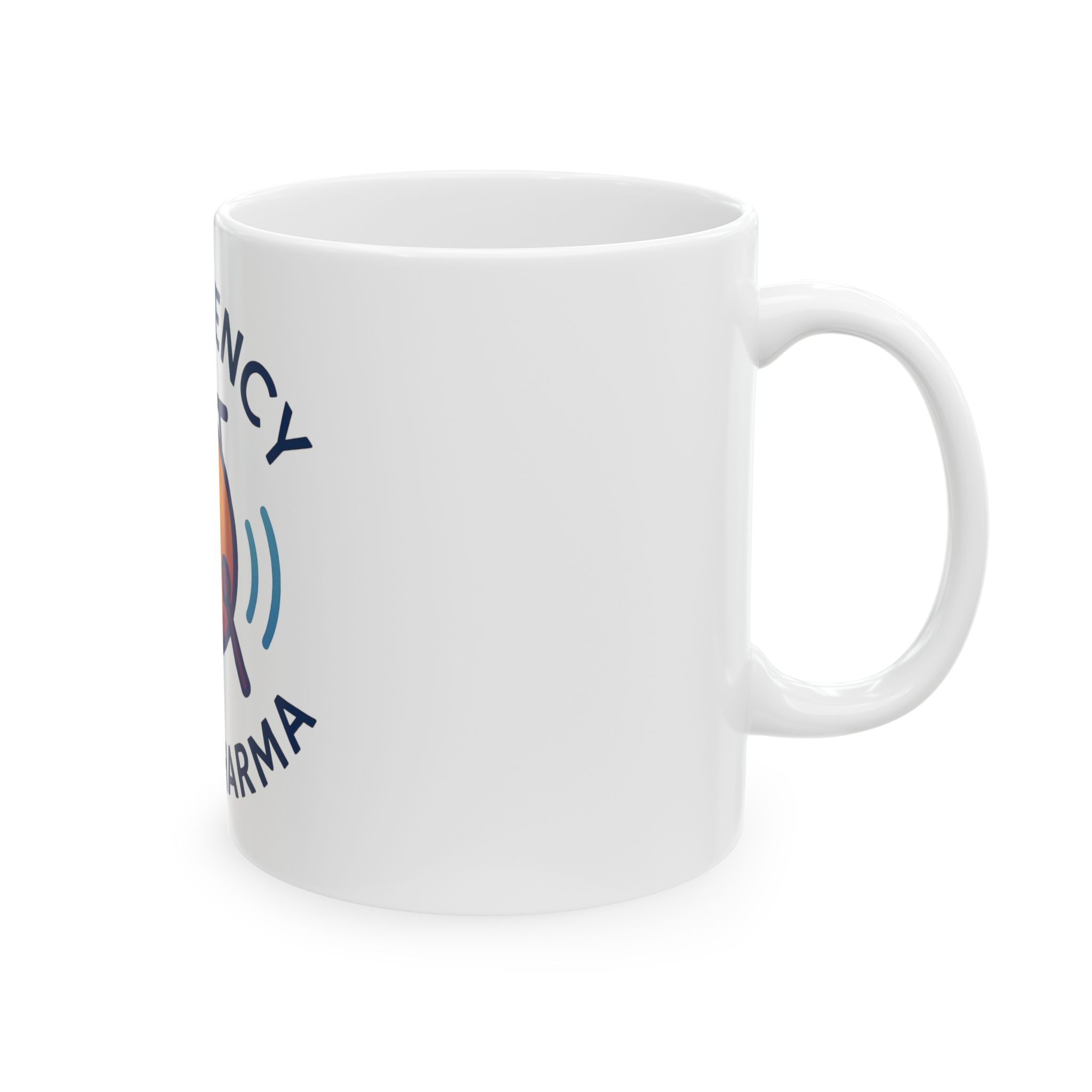 "Frequency Over Pharma” Ceramic Mug (Gong design) - Image 4