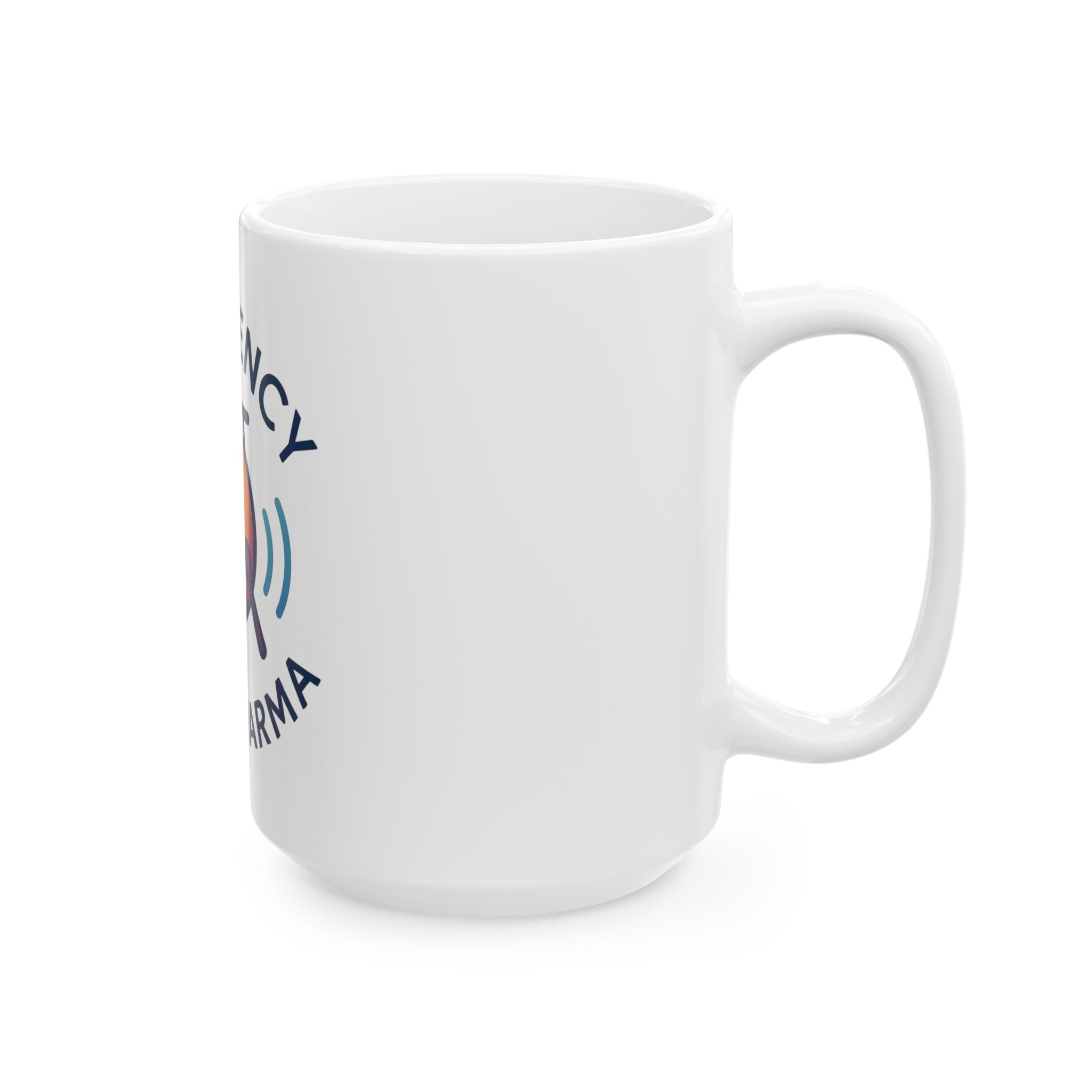 "Frequency Over Pharma” Ceramic Mug (Gong design) - Image 8