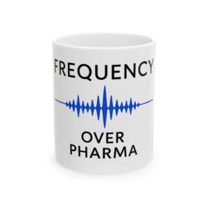 “Frequency Over Pharma” Ceramic Mug (waveform design)